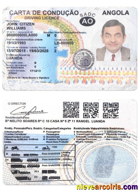 ANGOLA driving license 2018-2028